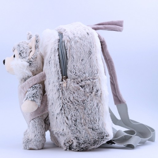 Sac à dos peluche ultra doux HUSKY avec doudou amovible