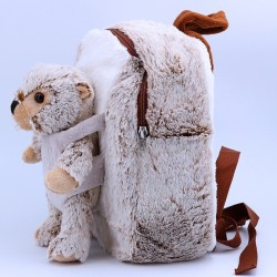 Sac à dos Peluche ultra doux Marmotte avec doudoune amovible