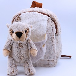 Sac à dos Peluche ultra doux Marmotte avec doudoune amovible