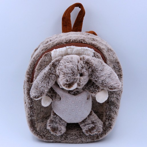 Sac à dos peluche ultra dou Lapin avec doudou amovible