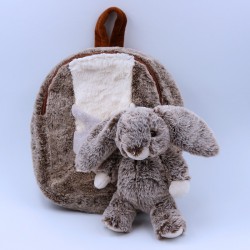 Sac à dos peluche ultra dou Lapin avec doudou amovible