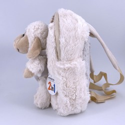 Sac à dos peluche ultra doux Mouton avec doudou amovible