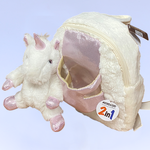 Sac à dos Peluche ultra doux Licorne avec doudoune amovible